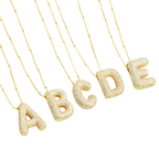 Bubble letter initial necklace set | White Gold