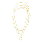 Open Circle Three Row Necklace | White Gold