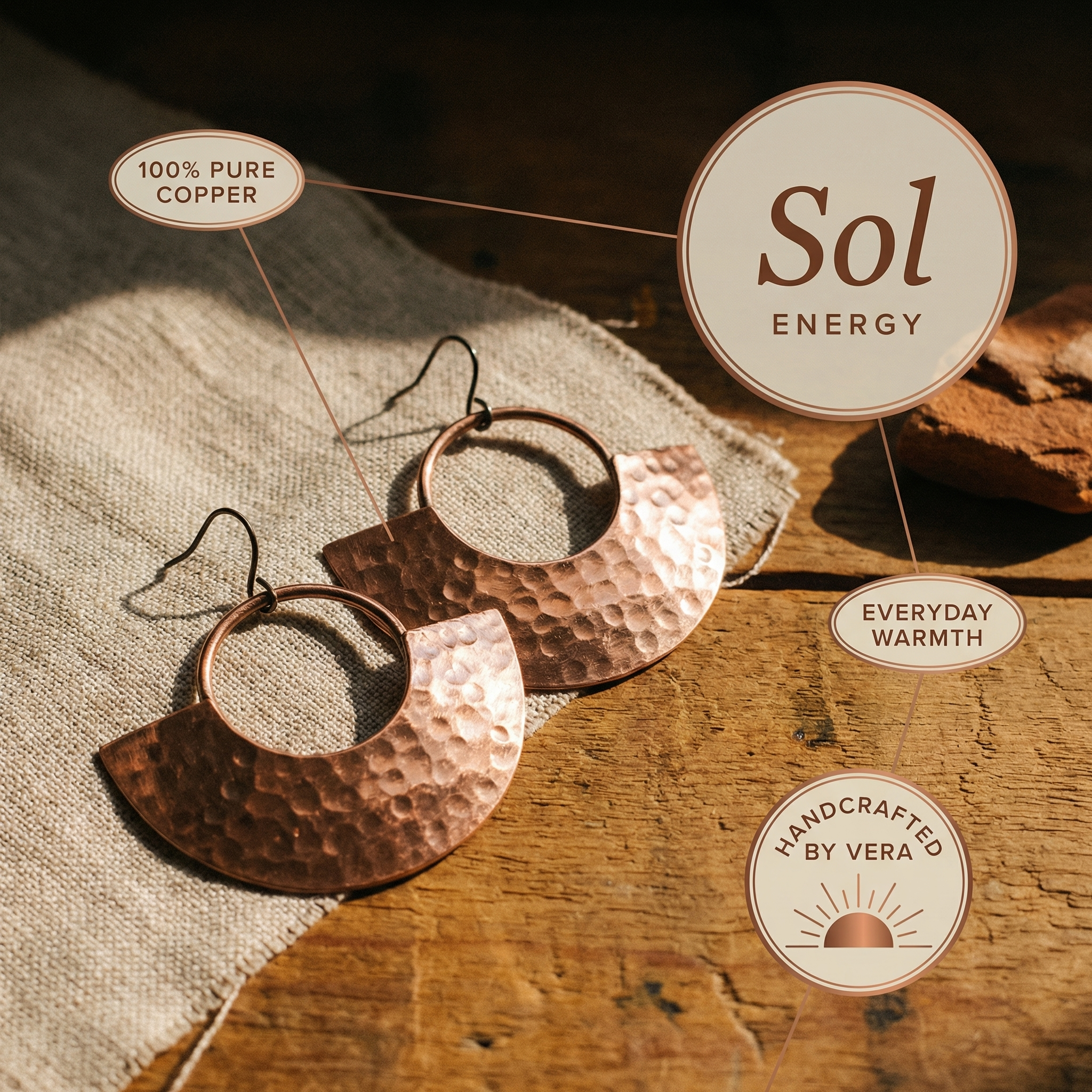 Ray Copper Earrings