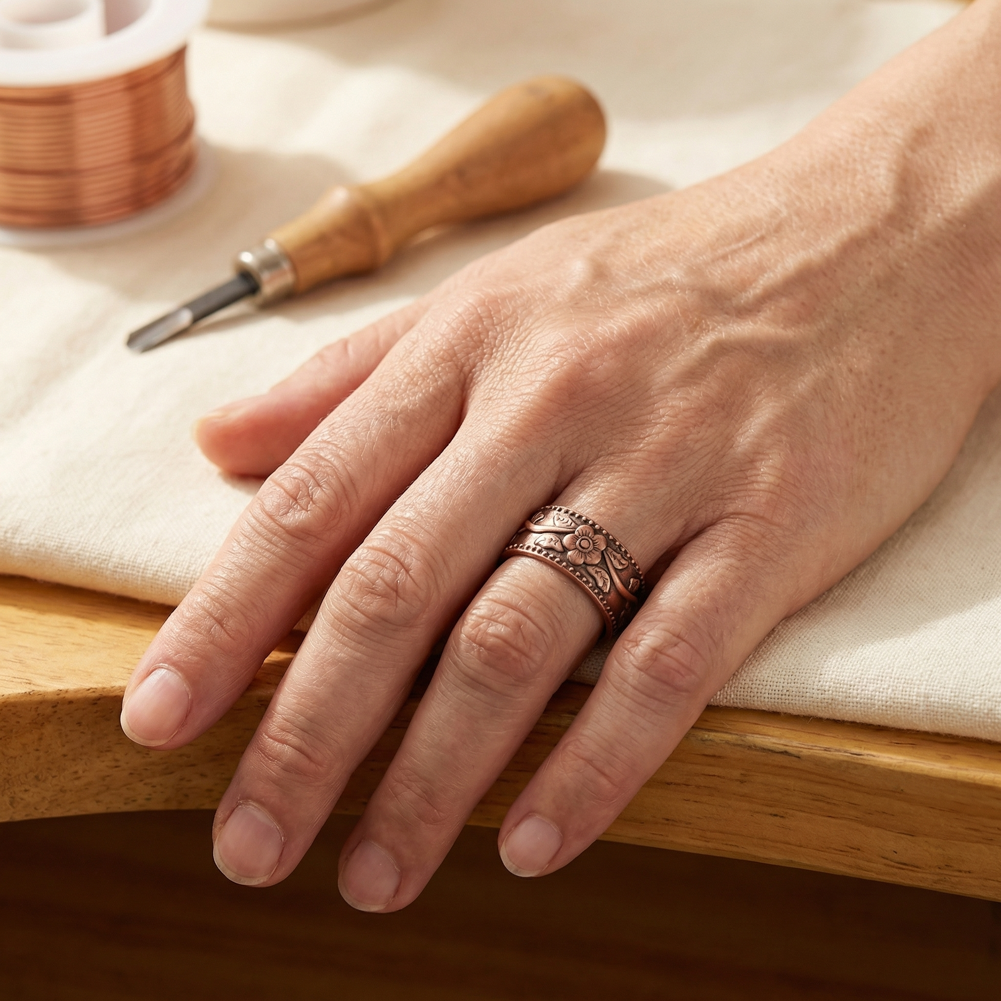 Bud Copper Ring
