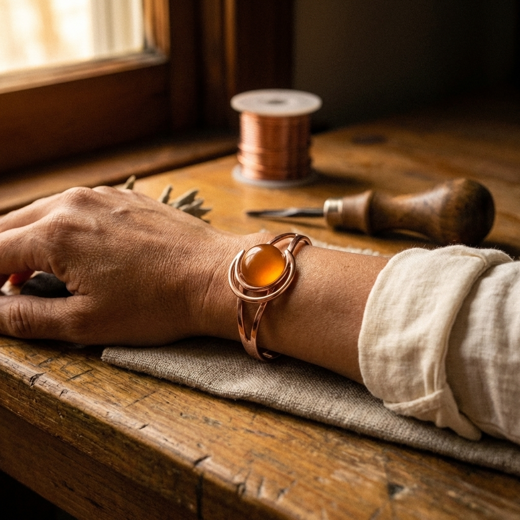 Orb Orange Copper Bracelet