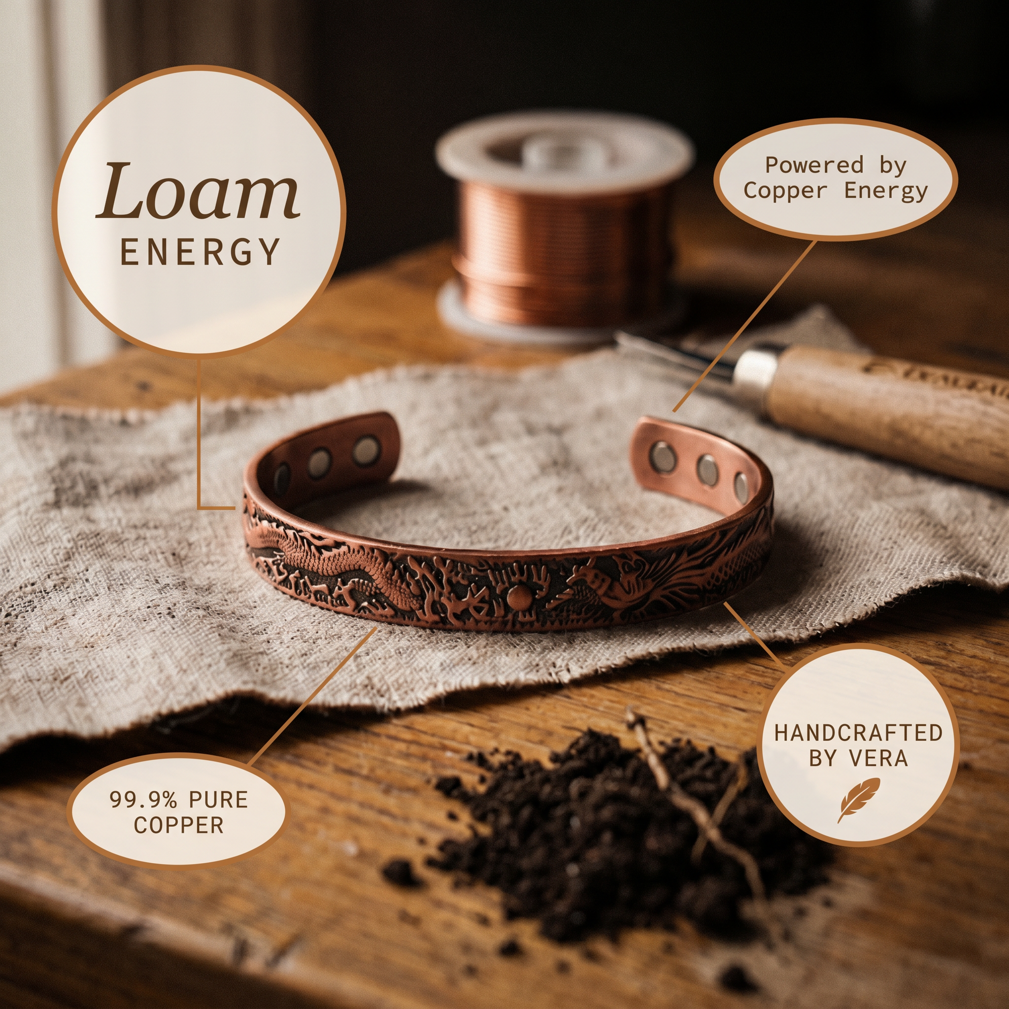 Peat Copper Bracelet