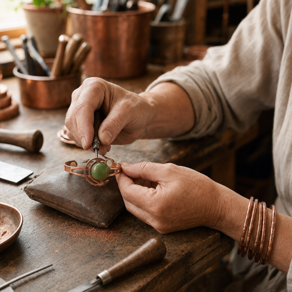 Orb Green Copper Bracelet