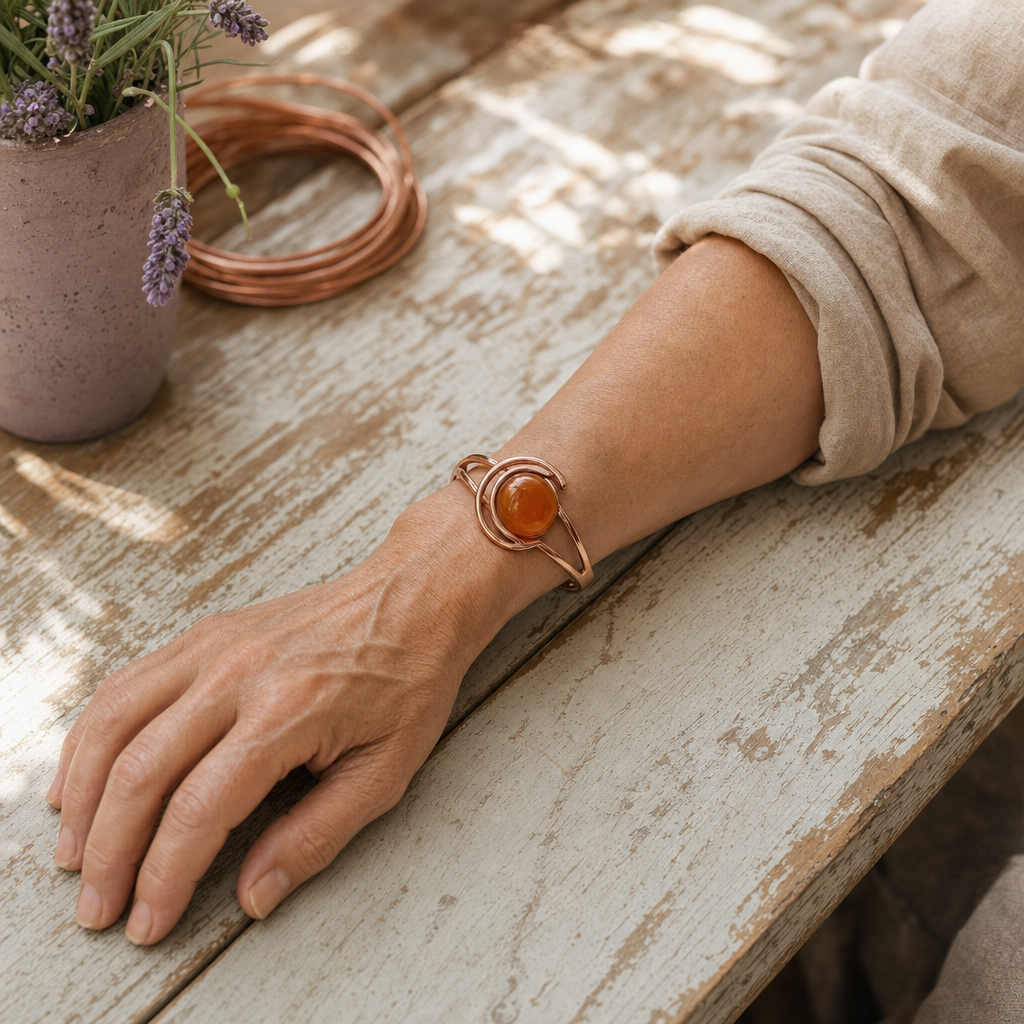 Orb Orange Copper Bracelet