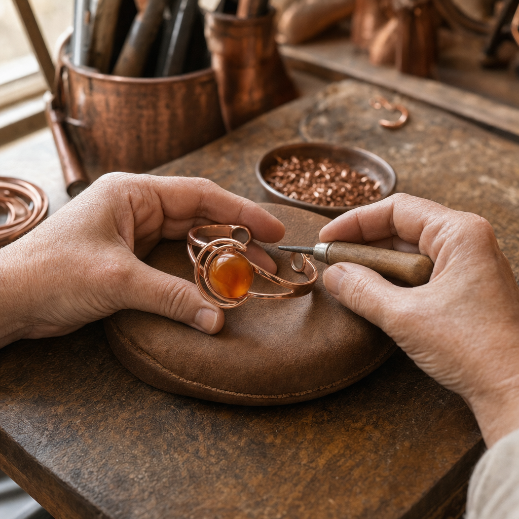 Orb Orange Copper Bracelet